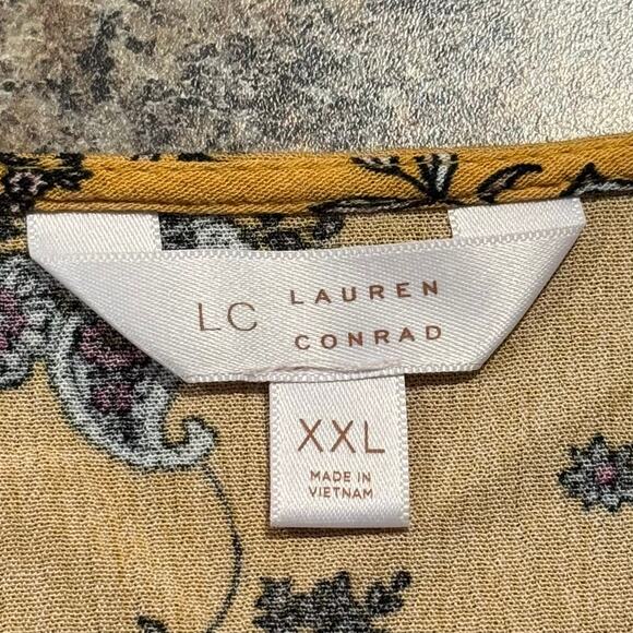LC Lauren Conrad Top Boho Cottage Prairie Peasant Coastal Grandma Floral XXL - Picture 3 of 5
